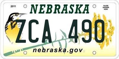 NE license plate ZCA490