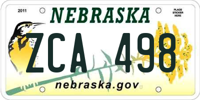 NE license plate ZCA498