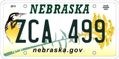 NE license plate ZCA499