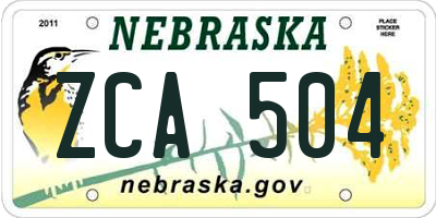 NE license plate ZCA504
