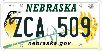 NE license plate ZCA509