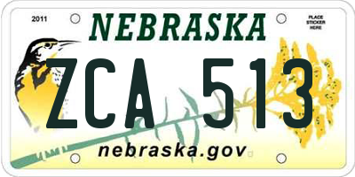 NE license plate ZCA513