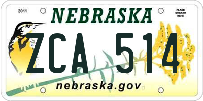 NE license plate ZCA514