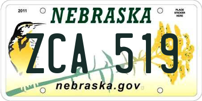 NE license plate ZCA519