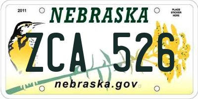 NE license plate ZCA526