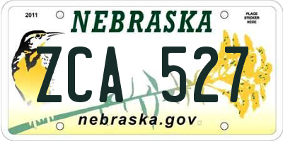 NE license plate ZCA527