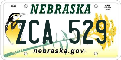 NE license plate ZCA529