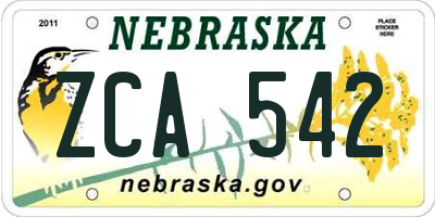 NE license plate ZCA542