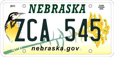NE license plate ZCA545