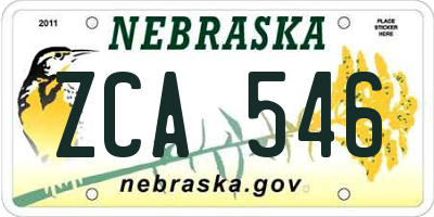 NE license plate ZCA546