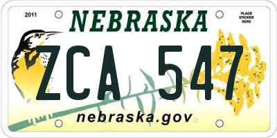 NE license plate ZCA547