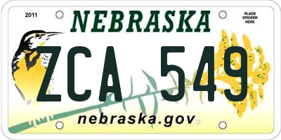 NE license plate ZCA549