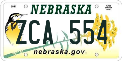 NE license plate ZCA554