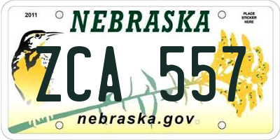 NE license plate ZCA557