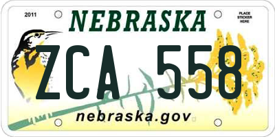 NE license plate ZCA558