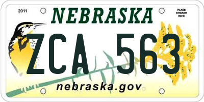NE license plate ZCA563