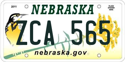 NE license plate ZCA565