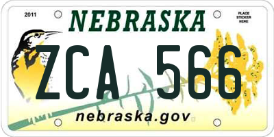 NE license plate ZCA566