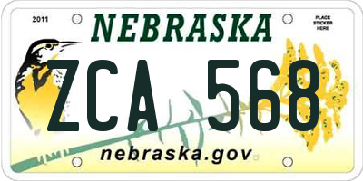 NE license plate ZCA568