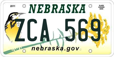 NE license plate ZCA569