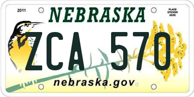 NE license plate ZCA570