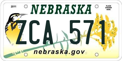 NE license plate ZCA571