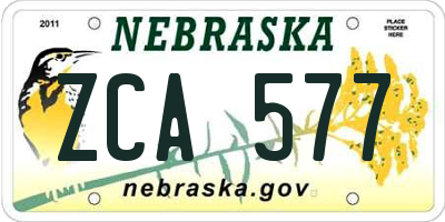 NE license plate ZCA577