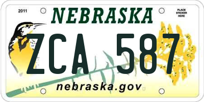 NE license plate ZCA587