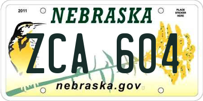 NE license plate ZCA604