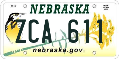 NE license plate ZCA611