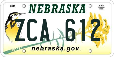NE license plate ZCA612