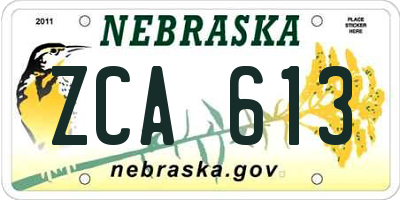 NE license plate ZCA613