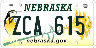NE license plate ZCA615
