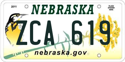 NE license plate ZCA619