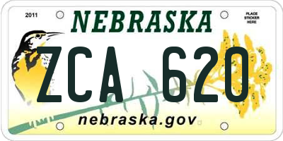 NE license plate ZCA620