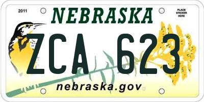 NE license plate ZCA623