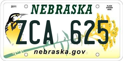 NE license plate ZCA625
