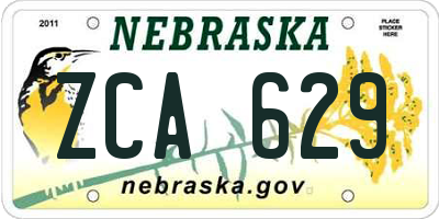 NE license plate ZCA629