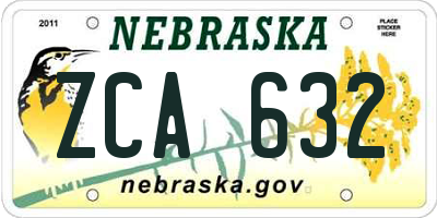NE license plate ZCA632