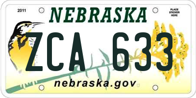 NE license plate ZCA633