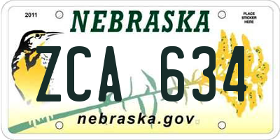 NE license plate ZCA634