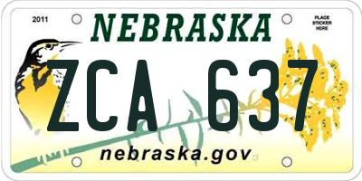 NE license plate ZCA637