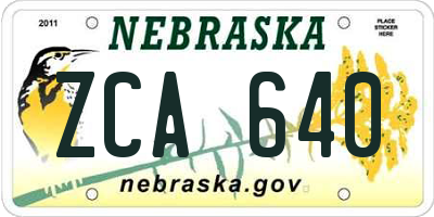 NE license plate ZCA640