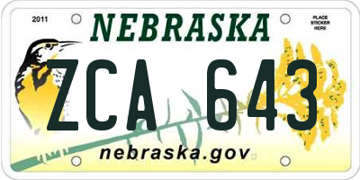 NE license plate ZCA643