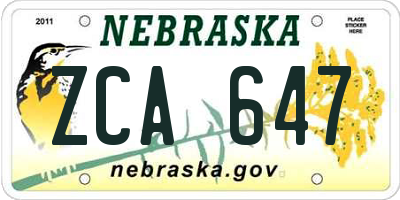 NE license plate ZCA647