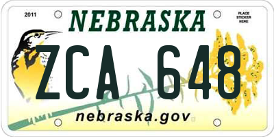 NE license plate ZCA648