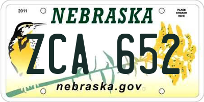 NE license plate ZCA652