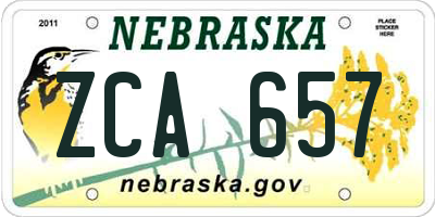 NE license plate ZCA657