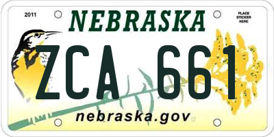 NE license plate ZCA661