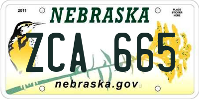 NE license plate ZCA665